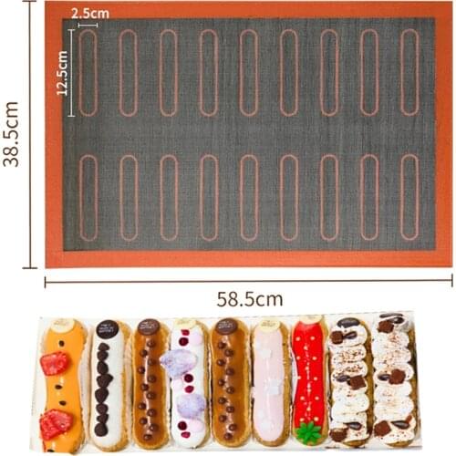 Silicone Mat Large 18 Eclair Pastry Non Stick Puff Perforated Liner Pad Macaron Cookie Bread Mold for Baking Tools Oven Bakeware