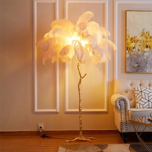 Nordic Ostrich Feather Floor Lamp Living Room Resin Stand light Bedroom Nordic Interior Decor Lighting Floor Light Stand Lamp