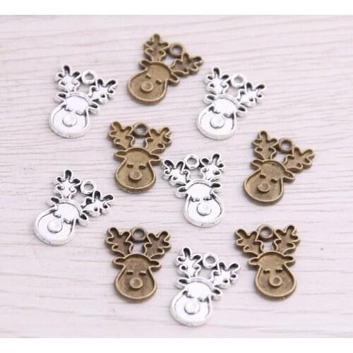 SWEET BELL 80pcs 13*17mm Metal Alloy Two Color Lovely Fawn Charms Animal Pendants For Jewelry Making DIY Handmade Craft
