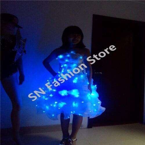 SN79 LED light costumes ballet skirt ballroom dance singer cosplay dress bra stage bar party dj sexy wears disco dancer catwalk