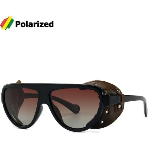 JackJad Classic Vintage SteamPunk Punk Style Polarized Sunglasses Leather Side Shield Brand Design Sun Glasses Oculos De Sol