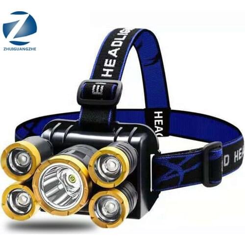 Super Bright 5 Led Headlamp Built-in 18650 Battery USB Rechargeable Zoomable Super Bright Waterproof Camping Head Lamp Lignting