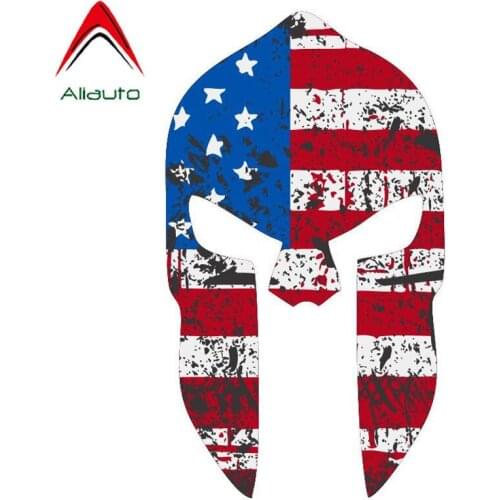 Aliauto Reflective Car Sticker Spartan Helmet Tattered Usa Flag Style Decoration Cover Scratch Decal PVC for Opel Seat,15cm*8cm