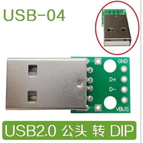 USB Male Head Turn Dip Module 2.54mm Dip 4P Turn Dip Has Welding Mobile Power Cable
