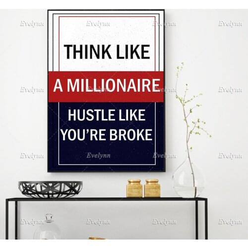 Think Like A Millionaire Inspirational,Motivational Quotes Print Poster Floating Frame Office Decor Wall Art Canvas Painting