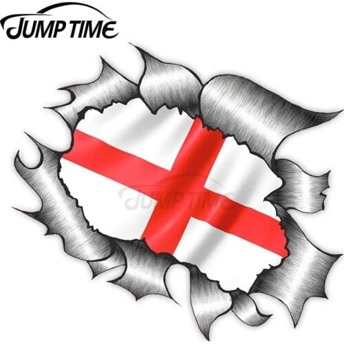 Jump Time Ripped Torn Metal Design With St. Georges Cross England Flag Motif External Vinyl Car Sticker for Windows Bumper
