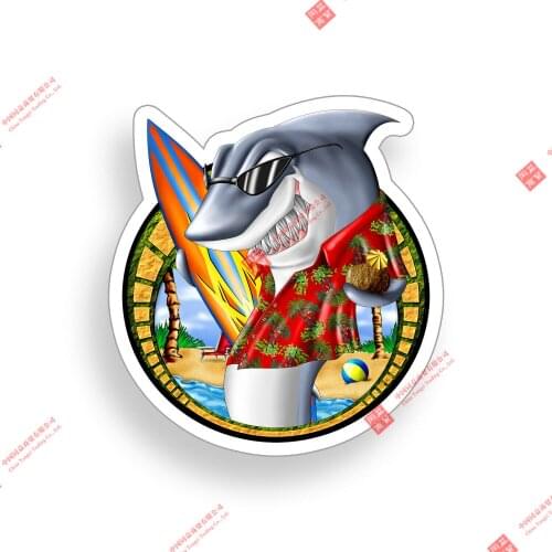 Personality Surf Shark Sticker Surfing Beach Ocean Cup Laptop Car Window Bumper Vinyl Decal Car Window Body Decorative Stickers