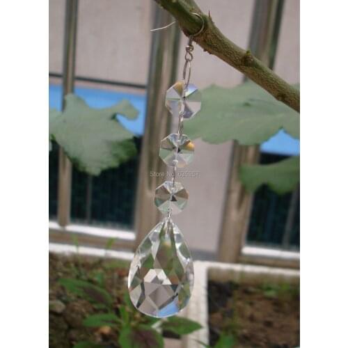 20pcs/lot 5inch 14mm Octagon Beads With 50mm Crystal Bauhinia Pendant For Hanging Crystal Garland Wedding Strand