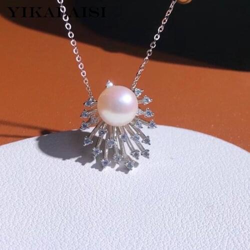 YIKALAISI 925 Sterling Silver Necklaces Jewelry For Women 9-10mm Oblate Natural Freshwater Pearl Pendants 2021 Wholesales