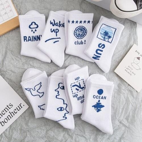 Cartoon Women Breathable Cotton Socks White Cute Bear Panda Lovely Animal Pattern Girl Sock Combed of Pure Cotton Female Socks