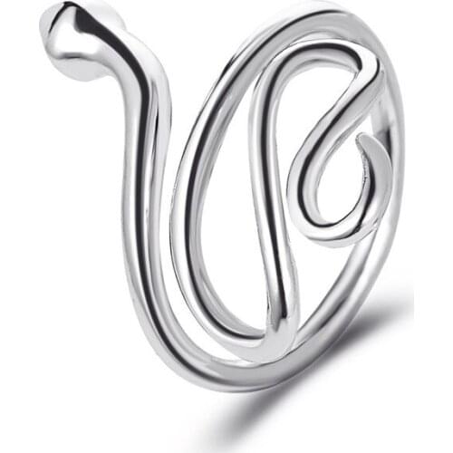 12Pcs/lot Silver Cool Snake Ring for GirlsAnimal Adjustable Ring Gift
