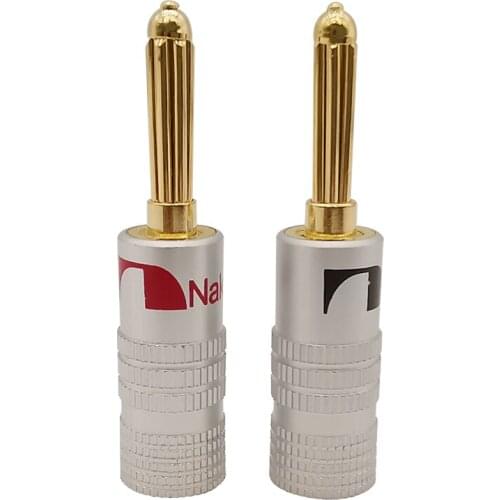 2Pcs Gold-plated 4mm Banana Plug Speaker Audio Plugs Jack Connector with Screw Lock Black & Red