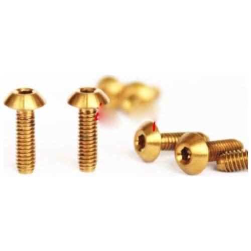 2Pcs M2.5x(8/10mm Length) Titanium round head allen screw Ti TC4 inner hexagon bolt model screws "Golden" High Quality