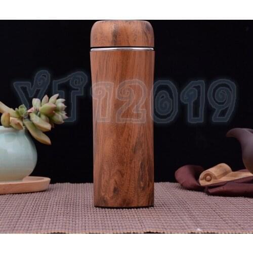 20pcs Stainless Steel Water Bottles 2 Colors Double Wall Insulation Tea Cups Wooden Bamboo Color Thermos Cups ZA6815