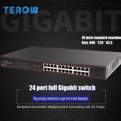 24-Port 10/100/1000 Mbps Gigabit Ethernet Switch VLAN Isolation For Enterprise Use IEEE 802.3x full/half duplex