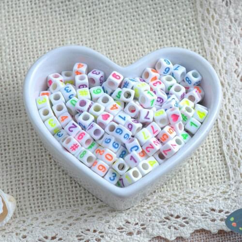 6mm 200pcs Mixed color Number Cube Acrylic spacer beads neon Beads For Jewelry making DIY YKL0214X