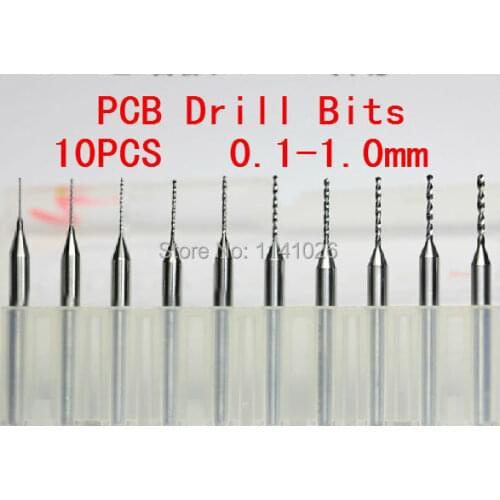 Free Shipping 10PCS 0.1mm to 1.0mm Drill PCB Print Circuit Board Bits,PCB CNC Bits Milling Machine,mini bits
