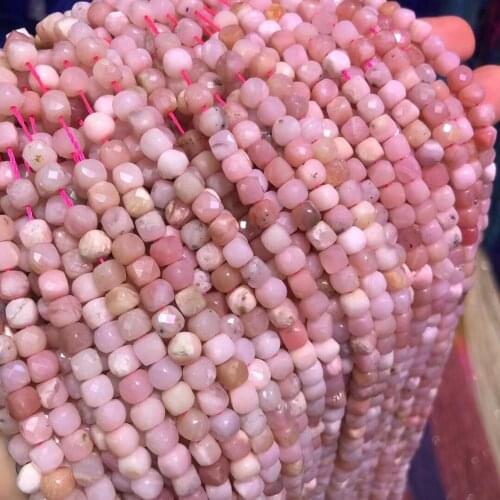 Natural Stone Beads Section Square Pink Opal Punch Loose Beads For Jewelry Making 4 mm DIY Necklace Bracelet Earrings Accessory