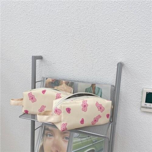 Butter Rabbit Pencil Case Girl Stationery Storage Bag High Capacity Cute Student Kawaii Cartoon Bag Pink School Supplies