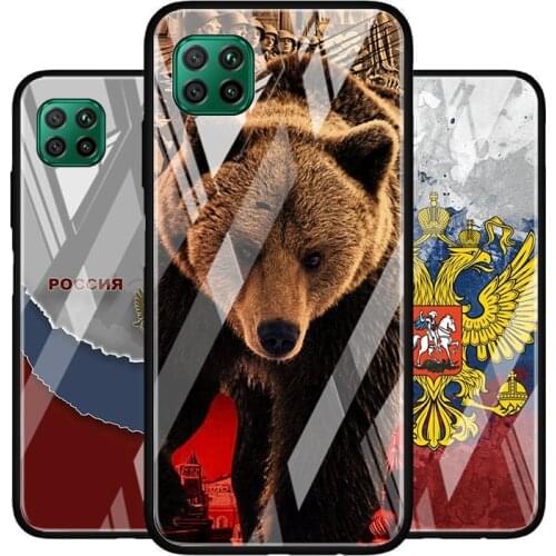 Russia Flag National Emblem Tempered Glass Cover For Huawei P40 P30 P20 P10 P Smart Z Pro Plus Lite 2020 2021 Phone Case