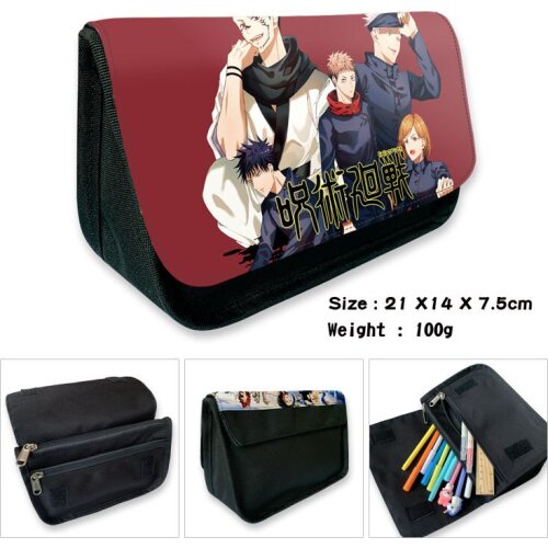 Jujutsu Kaisen Anime Pencil Case Pencil Case Cartoon Large Capacity Canvas Zipper Stationery Box Student School Supplies