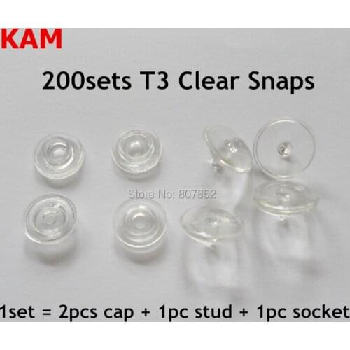 Chengkai 200 sets Glossy Clear T3 size 16 Kam Plastic Resin Snaps Buttons Transparent Fasteners cap size 10.7mm diameter