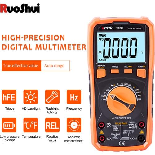 RuoShui 97 New Digital Multimeter Auto Range True RMS Max Display 3999 counts Anti-burnout Ammeter clear and big LCD Multimetro