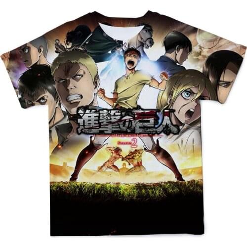2020 Harajuku Kids Attack on Titan T Shirts Tees Shirt Tops Design Cotton Black Short-Sleeved Aesthetic Japanese Anime T-Shirt