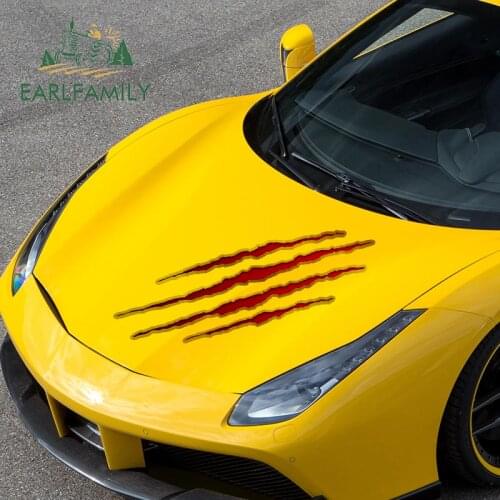 EARLFAMILY 43cm x 39.7cm Car Sticker Scratch Stripe Bloody Claw Marks Car Body Stickers Auto Vinyl Decal Car Accessories