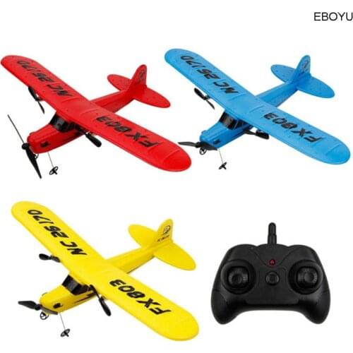 EBOYU Fly Bear FX-803 FX803 2CH 2.4G Gyro RC Aircraft Glider Airplane for Kid Toy-Random Color Sent