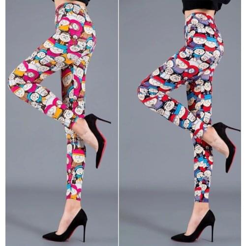 Highly elastic and breathable lattice cartoon leggings, bohemian style cropped trousers suitable for home sports