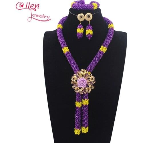 Elegant Luxury African nigerian Wedding bridal beads Jewelry Set African beads Jewelry Set African beaded necklace sets W13019