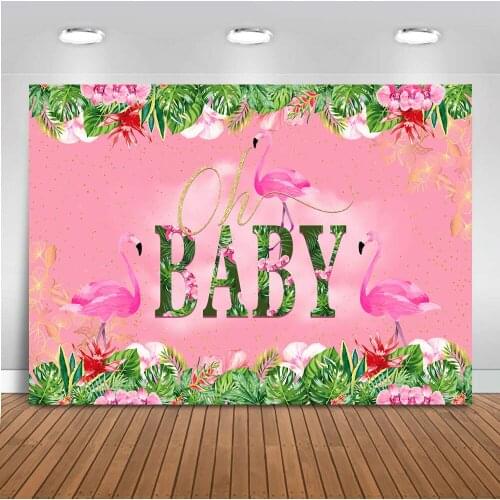 Flamingo backdrop rainforest newborn baby pink girl background for birthday party photo shoot customize photography studio prop