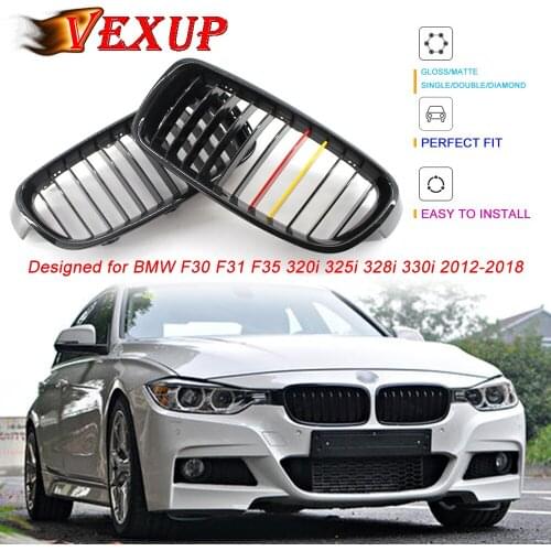 Glossy Black Red-Yellow Single Slat Front Kidney Grille Grill For BMW 3 Series F30 F31 F35 320i 325i 328i 330i 2012-2018