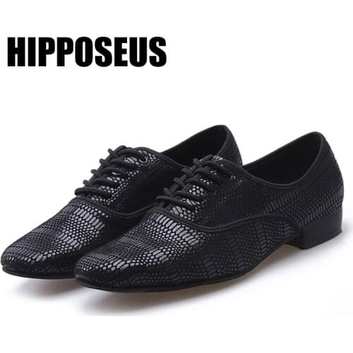 Hipposeus Latin Dance-Shoes Boys Men Modern Tango Salsa Dancing Shoes Soft/Rubber Sole High Quality Dancing Shoes Profesional