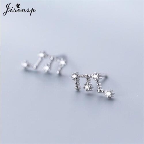 Jisensp 100% 925 Real Sterling Silver Leo Scorpio Aries 12 Constellation Stud Earrings Fine Jewelry for Women Men Birthday Gift