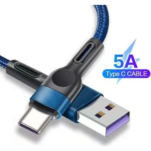 Type C USB Cable 5A Fast Charging Charger Type C Wire Cord For Samsung Xiaomi Redmi Huawei Android Mobile Phone Data Cable 2M