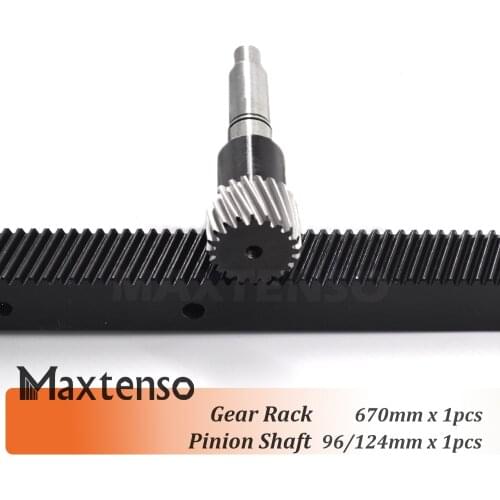 MAXTENSO 1.25mod modulus cnc gear rack helical teeth 670m and Pinion Shaft 96 or 124mm Engraving machine high precision CNC part