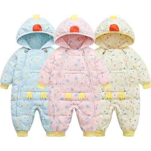 Cute Baby Romper Down Clothes 2021 New Winter Infant Bodysuit Cartoon Boy Girls Snowsuit Coat Jumpsuit for Newborn 0-3Yrs