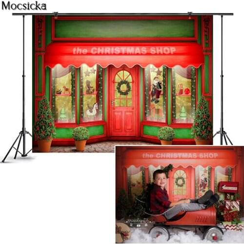 Mocsicka Xmas Photography Background Christmas Shop Backdrop Potted Plants Children Portrait Decoration Props Photo Studio