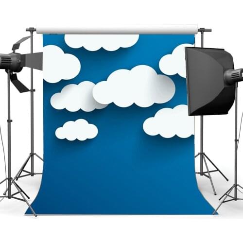 Cartoon Backdrop White Cloud Blue Sky Wallpaper Photography Background for Sweet Baby Shower Happy Birthday Party Decoration
