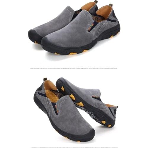 Mens Spring Autumn Casual Shoes Frosted Leather Large Size Outdoor Sport Shoe Lazy Shoe Anti-Skid Mountaineering Shoes 38-48