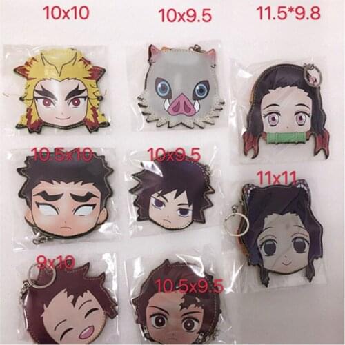 New 20Pcs Slayer Kimetsu No Yaiba Nezuko Tanjirou Douma Makomo Kochou ShinobuTsuyuri Kanao PU Coin Purse Wallet Action Figures