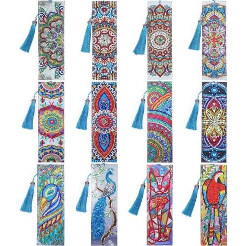 New 5D DIY Special Shaped Diamond Painting Bookmark Diamond Embroidery Cross Stitch Art Mosaic Leather Tassel Book Marks