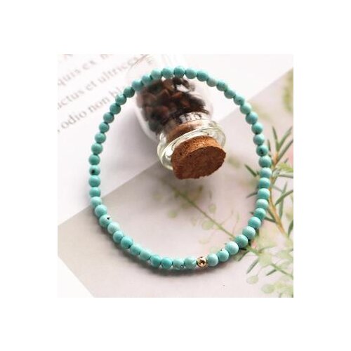 New Favorite Jewelry Turquoise Bracelet 925 Sterling Silver Gold Color Stretched Bracelet Helps Negativity Drop Shipping