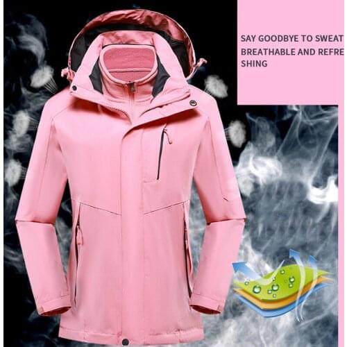 Autumn Winter Men Women Three In One Jackets Fleece Liner Ski Suit Waterproof Windproof Outdoor Jacket Windbreaker Warm Coat