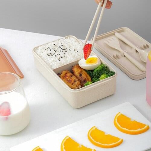 Rectangle Leakproof Lunch Box Children School Bento Box Food Container Microwave Dinnerware Lunch Box for Kids With tableware