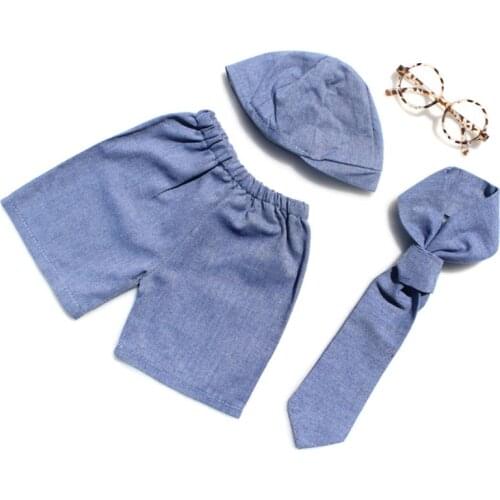 4pcs/set Shorts+Long Tie+Hat+Glasses Newborn Baby Boy Gentleman Set Costume Clothing Studio Shoot Photography Props