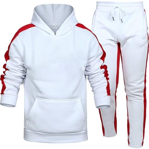 Spring Autumn Mens Striped Sweater Suit 2-Piece Hoodie + Trousers Fitness Casual Sets Plus Size Pullover Sportswear Tracksuits