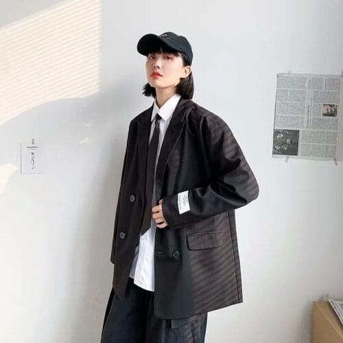 High street trend black casual small suit jacket men and women with the same style fried street port style ins small suit